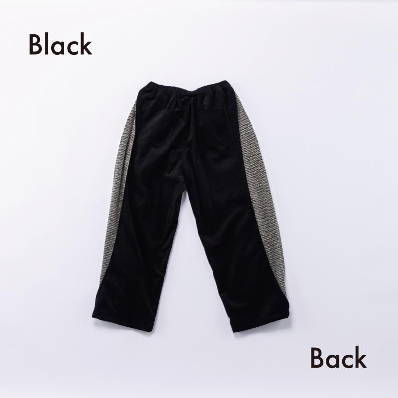 日本伊努伊努 拚格紋圓弧燈心絨寬褲 大人款 3色