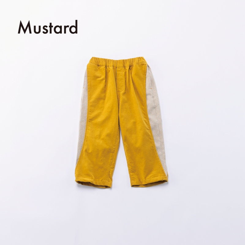 日本伊努伊努 拚格紋圓弧燈心絨寬褲 大人款 3色