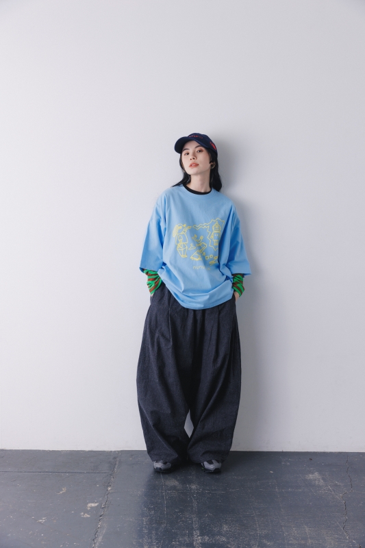 日本伊努伊努  雙打褶丹寧氣球褲 大人款 2色