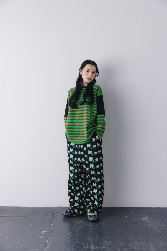 日本伊努伊努 滿版花朵針織長褲 大人款 3色