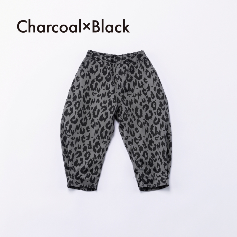 日本伊努伊努 下襬抓褶豹紋弧形寬褲 大人款 3色