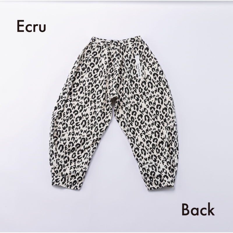 日本伊努伊努 下襬抓褶豹紋弧形寬褲 大人款 3色