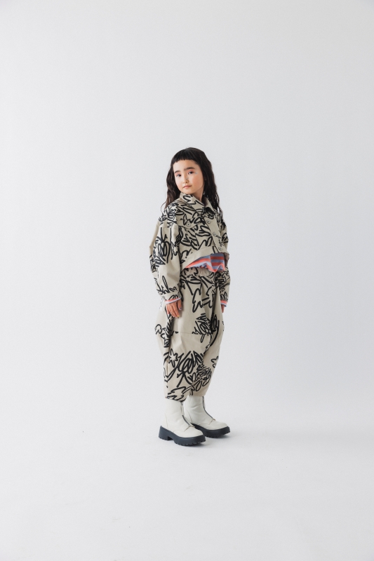 日本伊努伊努 塗鴉感尖角氣球寬褲 大人款 2色