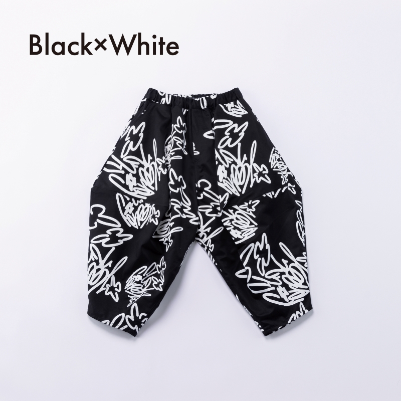 日本伊努伊努 塗鴉感尖角氣球寬褲 大人款 2色