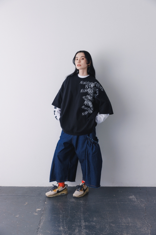 日本伊努伊努 澎澎口袋牛仔寬褲 大人款 2色