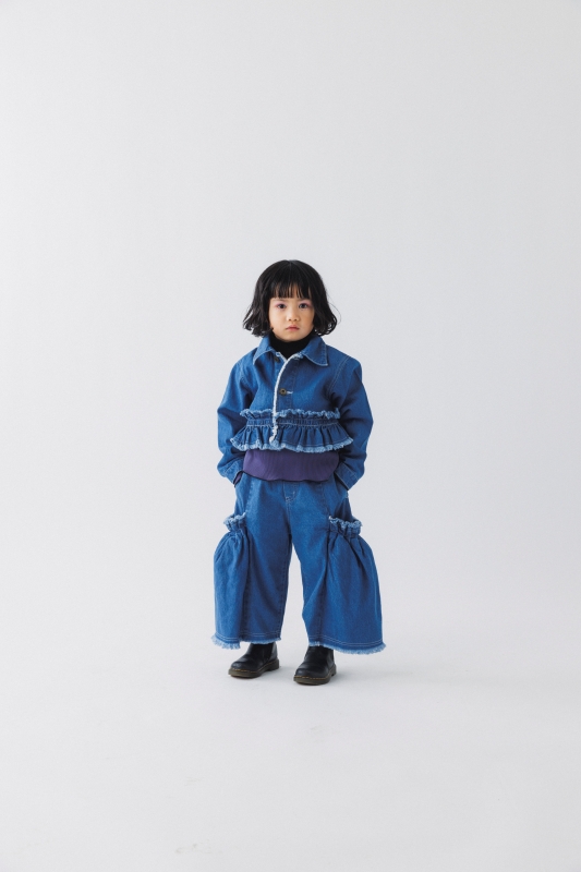 日本伊努伊努 澎澎口袋牛仔寬褲 大人款 2色