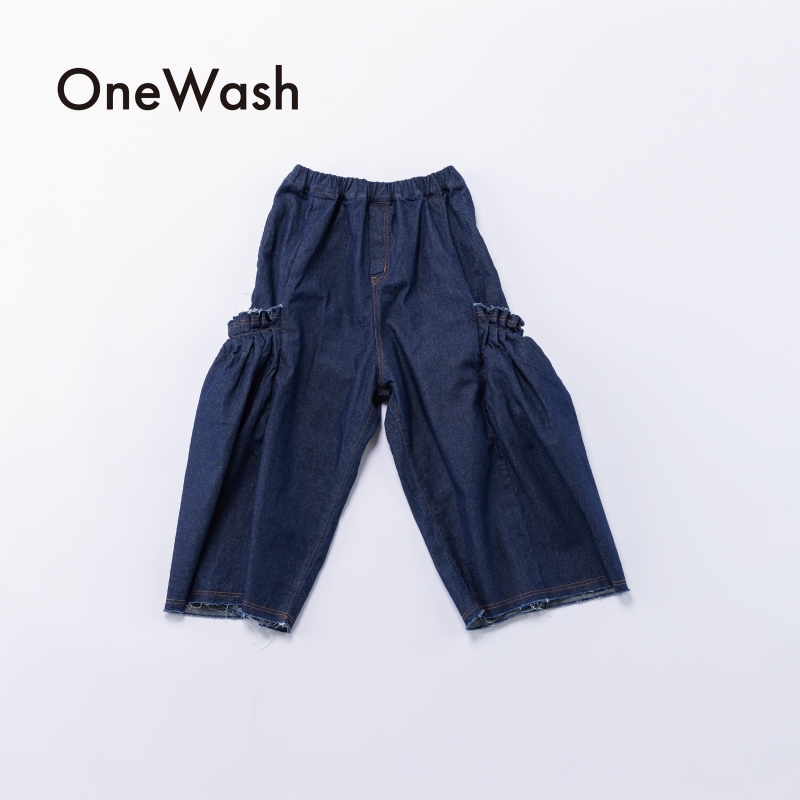 日本伊努伊努 澎澎口袋牛仔寬褲 大人款 2色