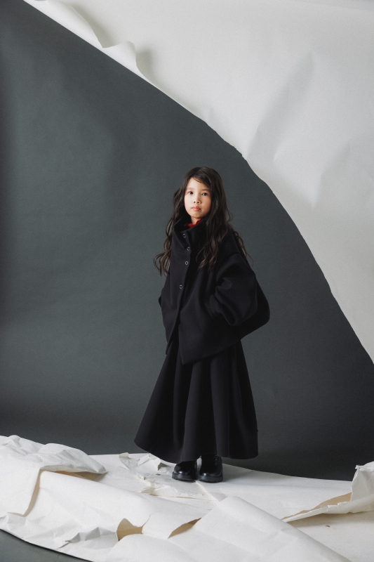 日本伊努伊努 麥爾登交叉厚呢外套 大人款 2色