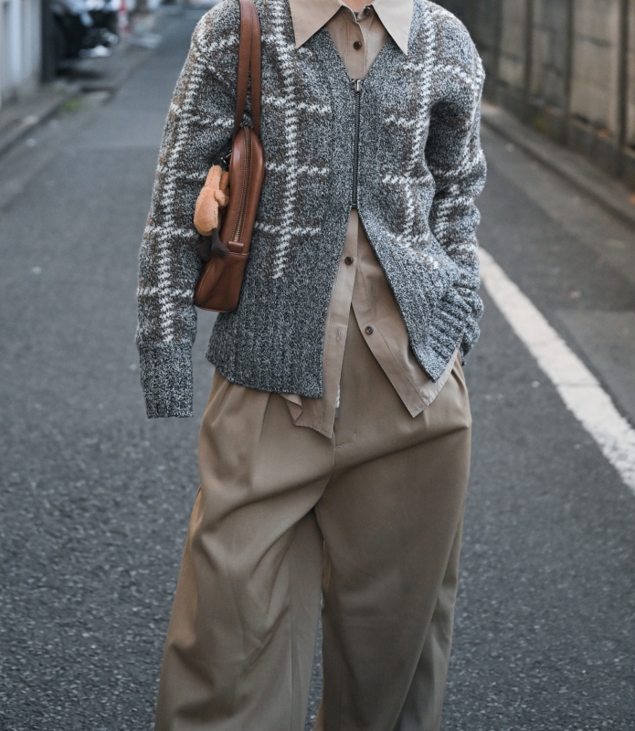 日本ENSW NEPP CHECK DOUBLE FACED ZIP CADIGAN