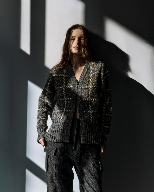 日本ENSW NEPP CHECK DOUBLE FACED ZIP CADIGAN