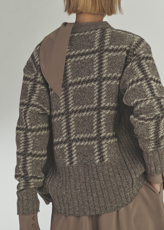 日本ENSW NEPP CHECK DOUBLE FACED ZIP CADIGAN