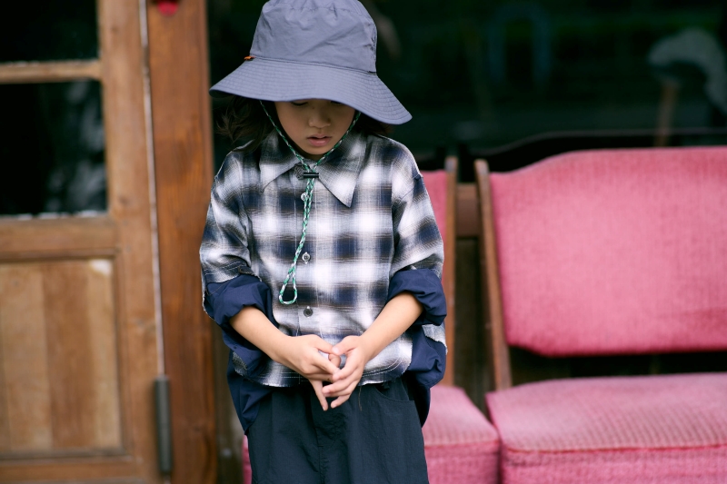 日本伊努伊努 不對稱拼接格紋襯衫 2色 大人款