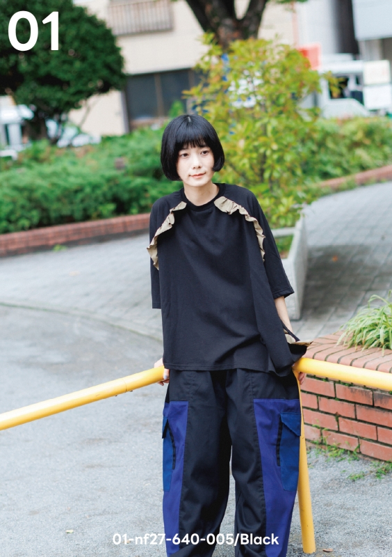 日本伊努伊努 撞色拼接工裝褲 2色 大人款