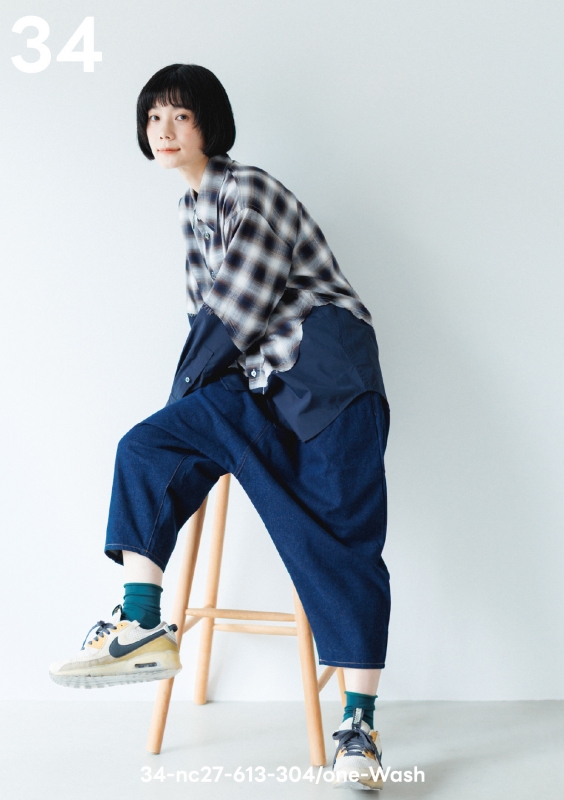 日本伊努伊努 拼接牛仔寬褲 2色 大人款