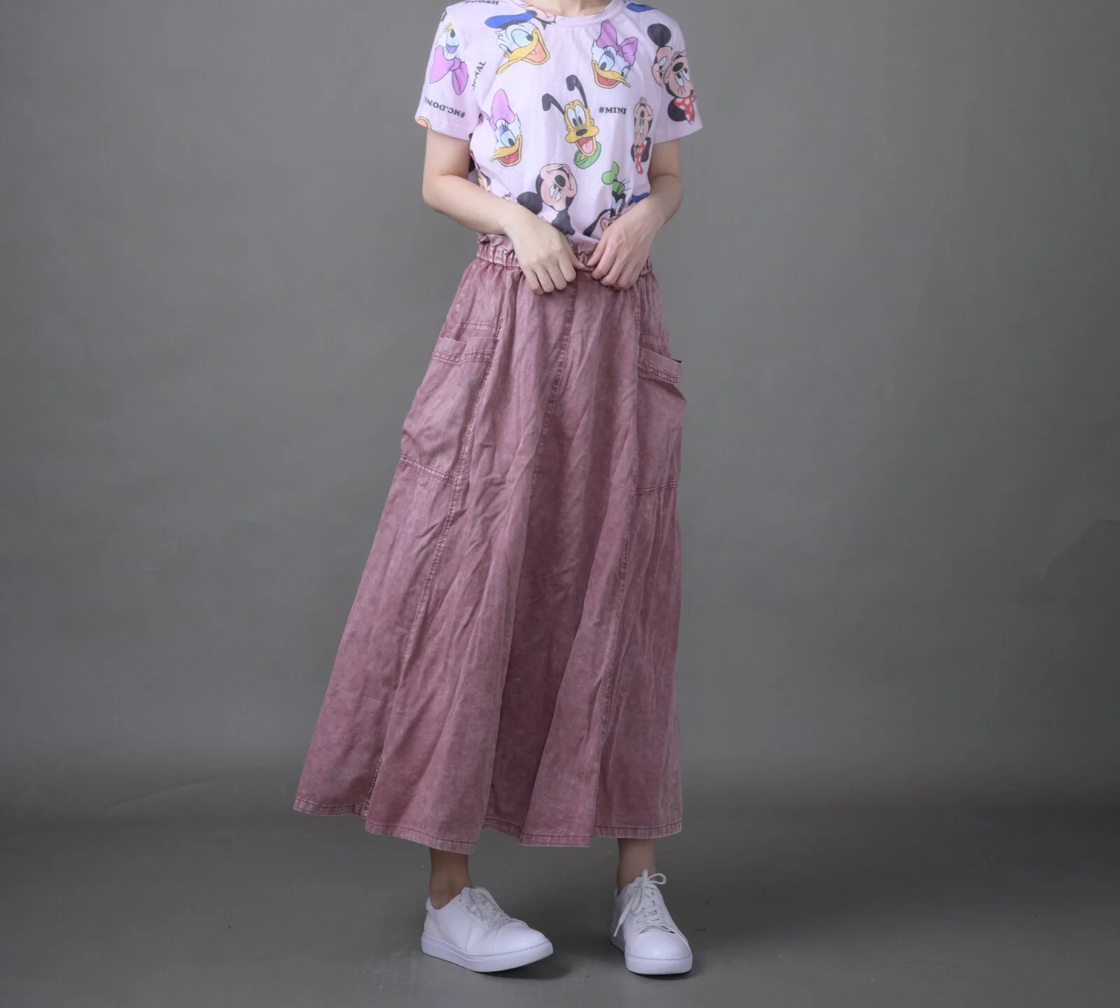 日本品牌 洗舊棉質長裙 三色 size