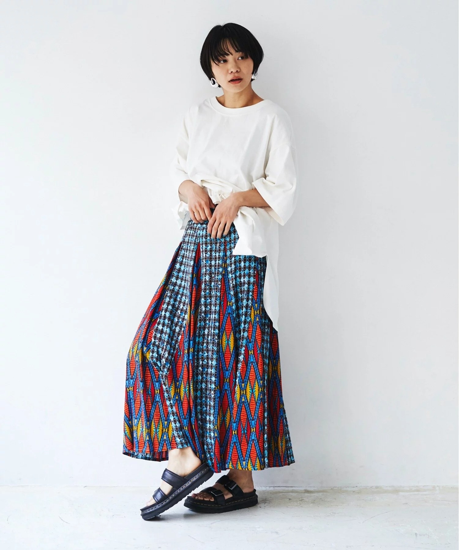 日本品牌 非洲圖騰打折裙 兩色 size