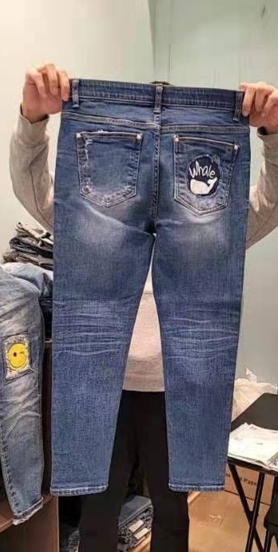 韓 鯨魚口袋牛仔褲 size