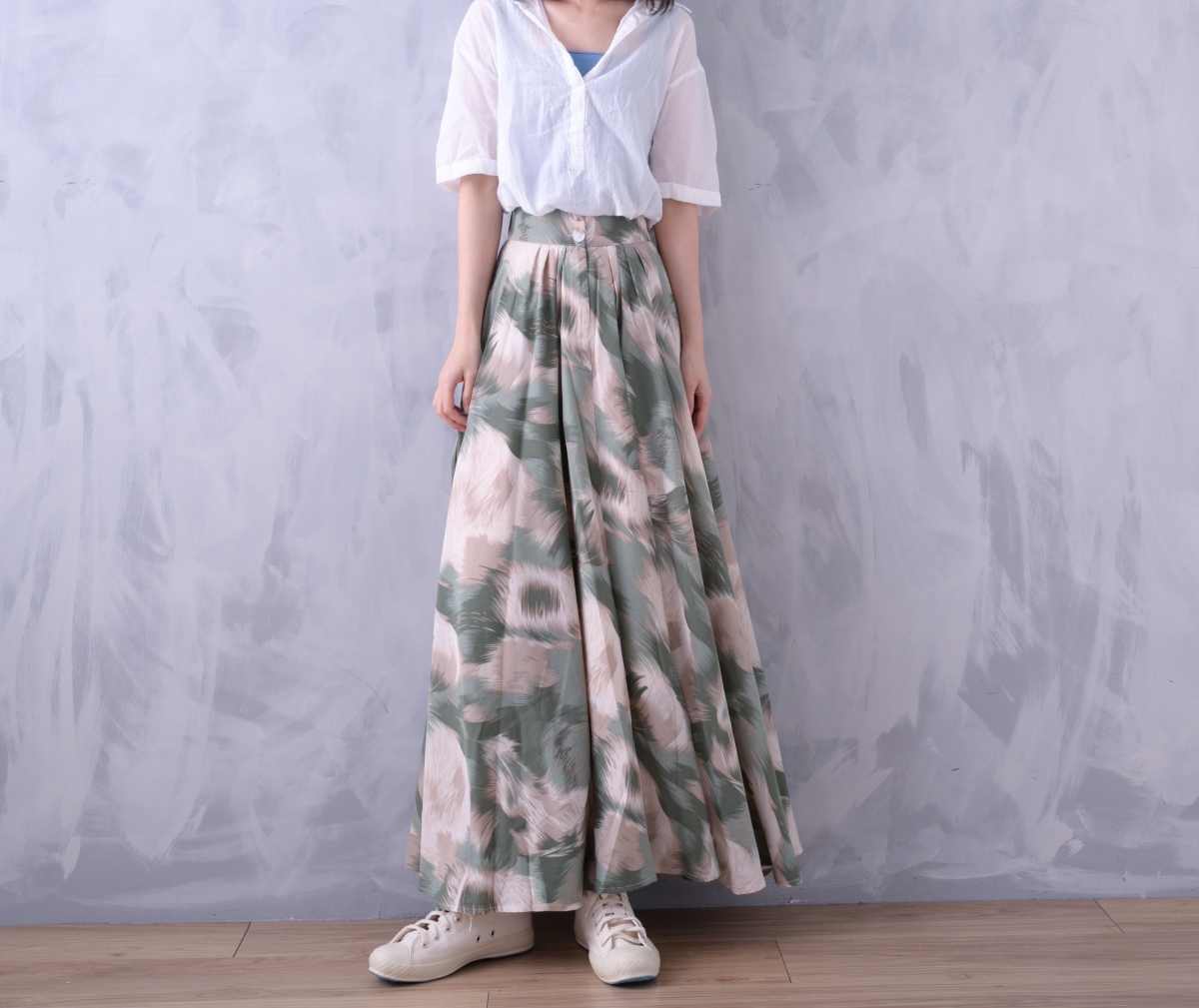 韓 暈染兩釦長裙 2色 size