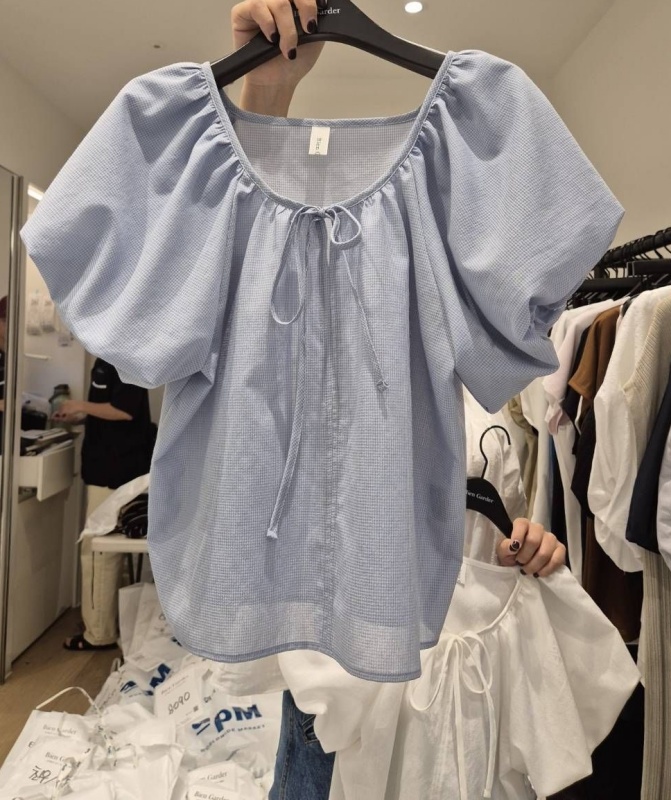 韓 圓領前綁帶上衣 2色 size