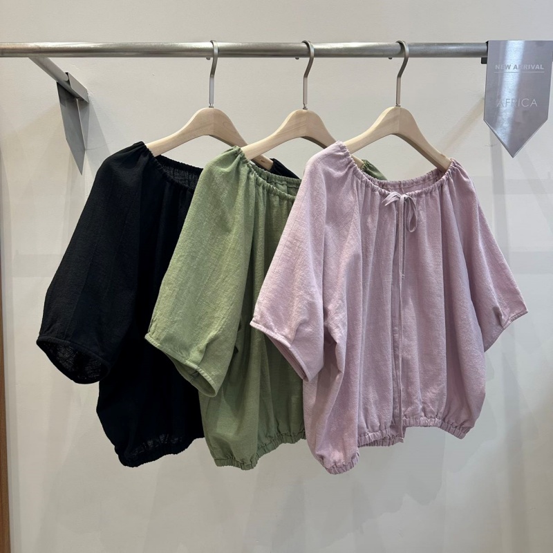 韓 綁帶圓領上衣 3色 size