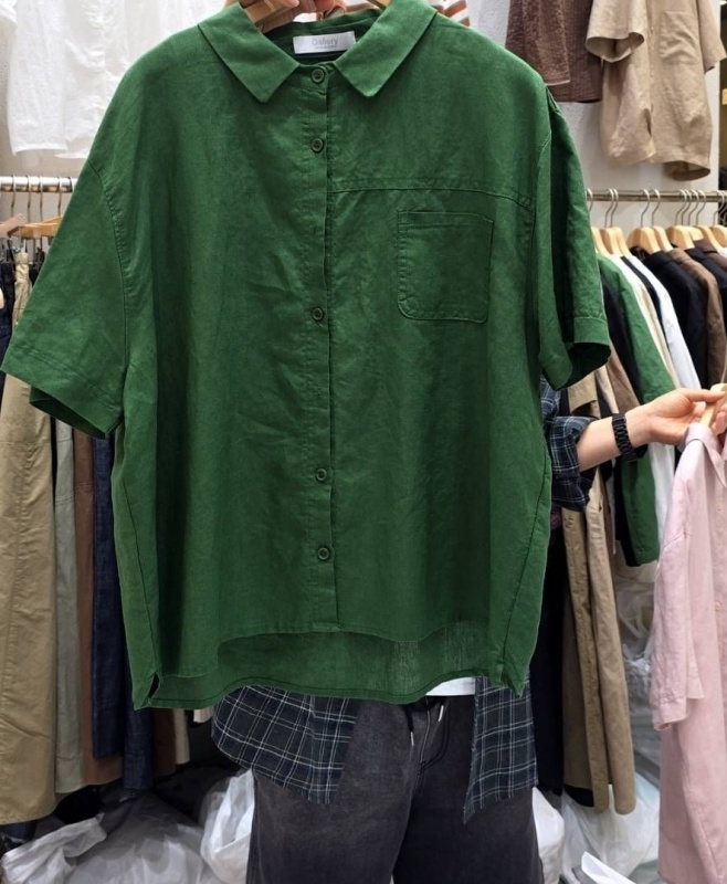 韓 單口袋棉麻襯衫 3色 size