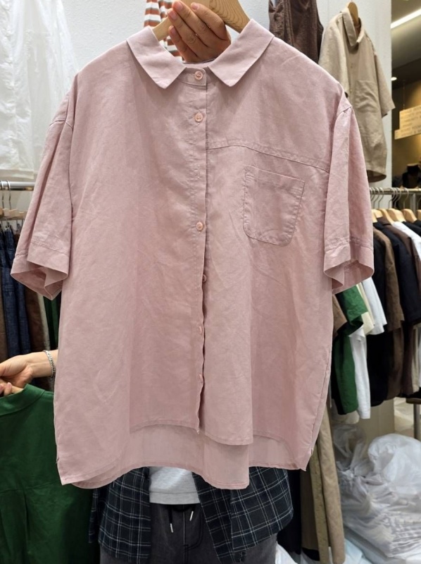 韓 單口袋棉麻襯衫 3色 size