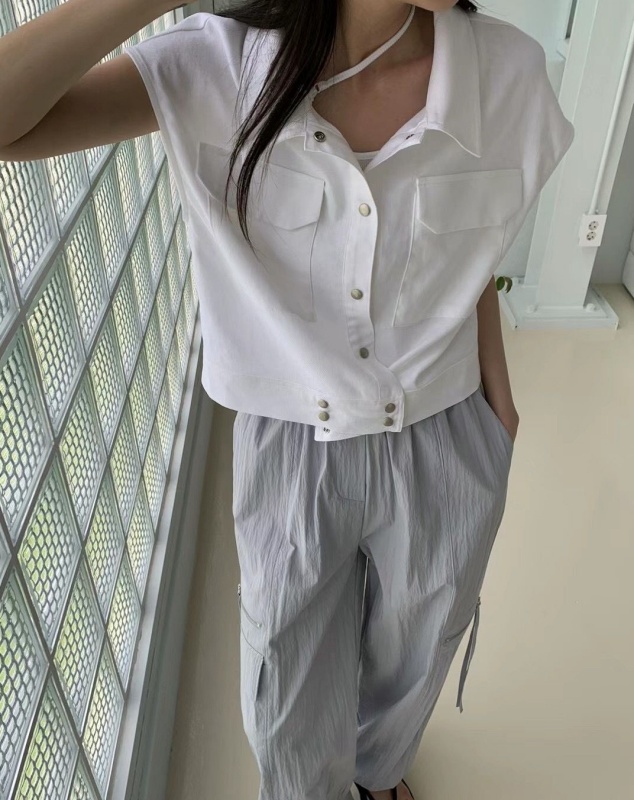 韓 下釦有領上衣 3色 size