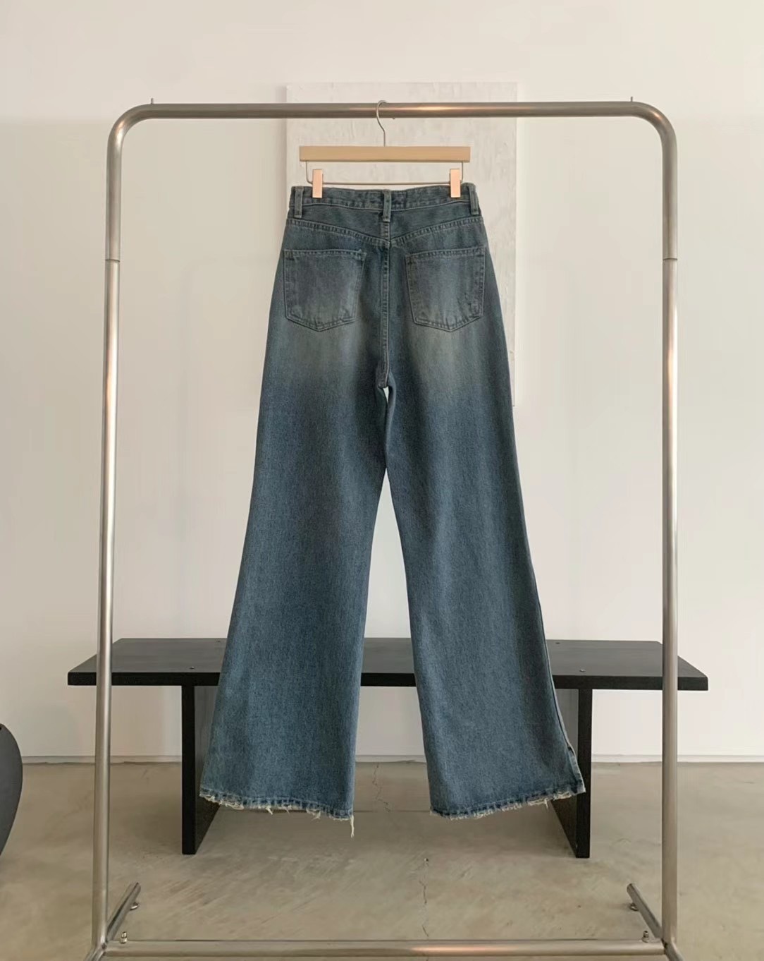 韓 破破牛仔褲 size