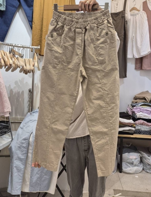 韓 車線斜口袋休閒褲 3色 size