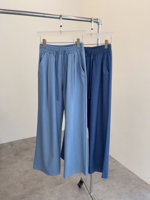 韓 腰鬆緊綁帶小寬褲 2色 size