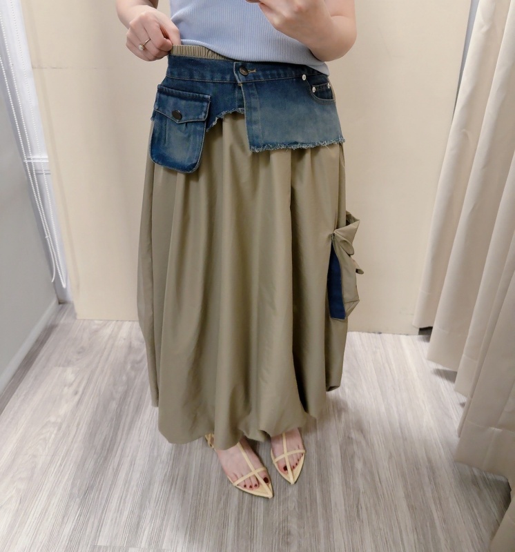 韓 牛仔口袋造型長裙 2色 size