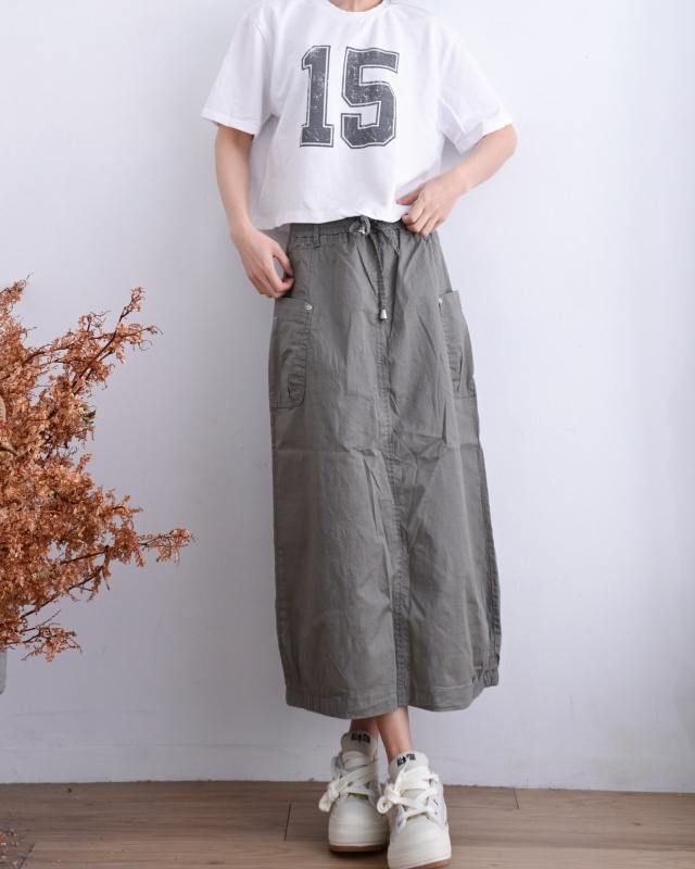 韓 側口袋長裙 3色 size
