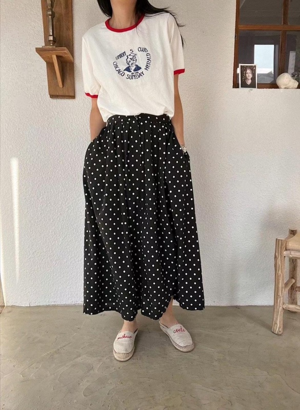 韓 點點小釦長裙 2色 size