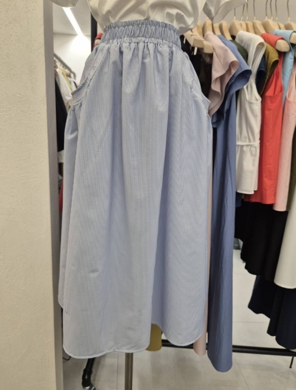 韓 口袋抓褶長裙 3色 size