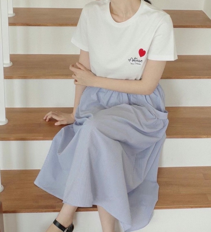 韓 口袋抓褶長裙 3色 size
