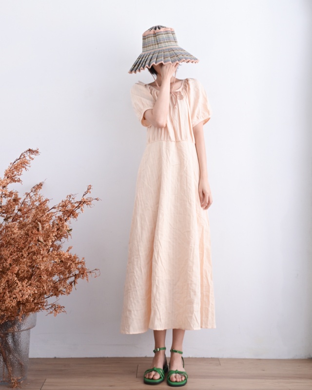 韓 圓領澎袖長洋 3色 size