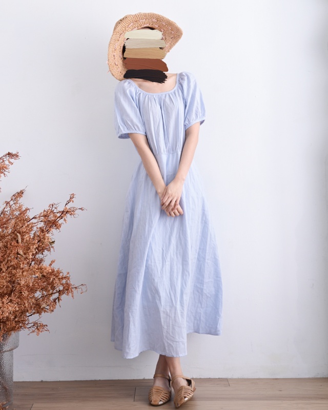 韓 圓領澎袖長洋 3色 size