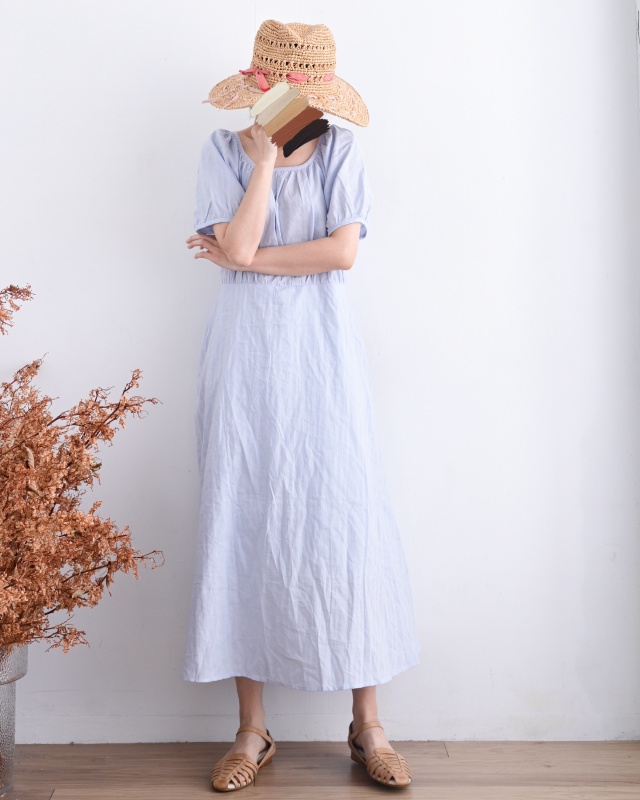 韓 圓領澎袖長洋 3色 size
