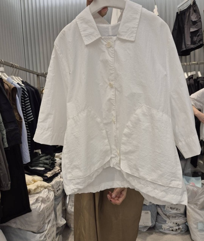 韓 大口袋短袖短版外套 size
