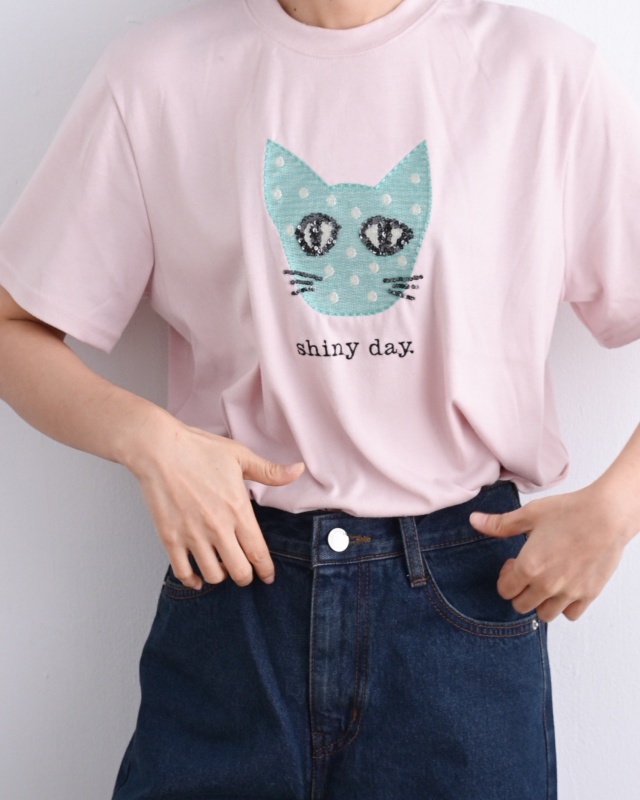 韓 亮片貓貓上衣 3色 size