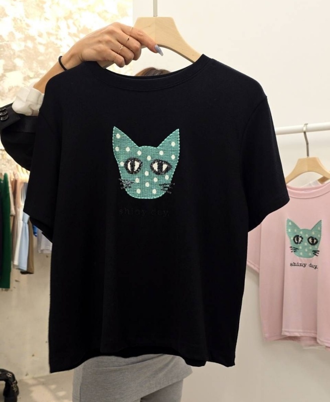 韓 亮片貓貓上衣 3色 size