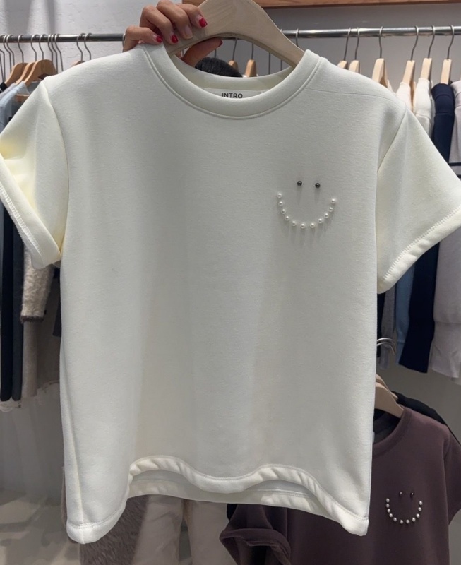 韓 微笑珍珠上衣 3色 size