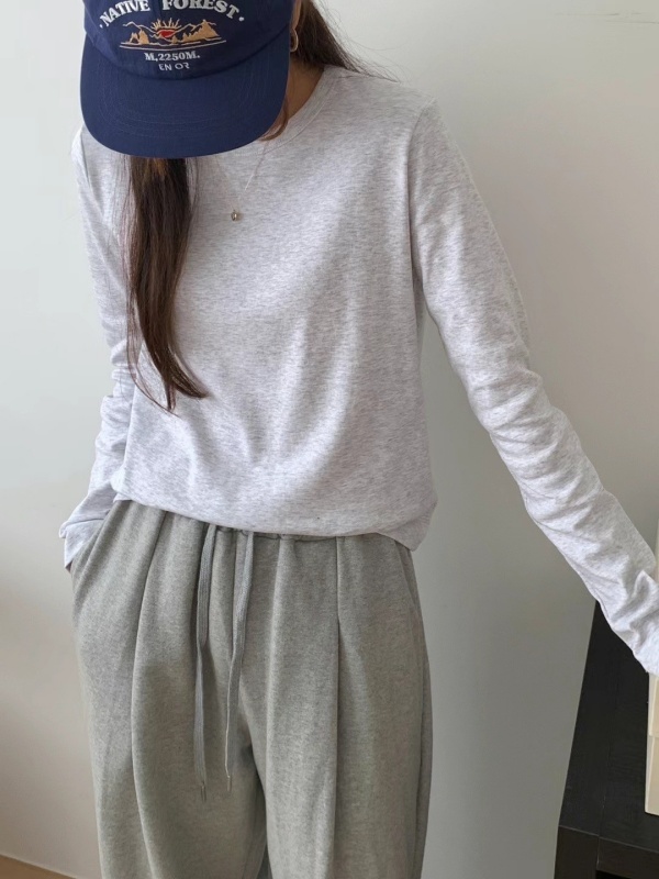 韓 素色綿質圓領上衣 6色 size