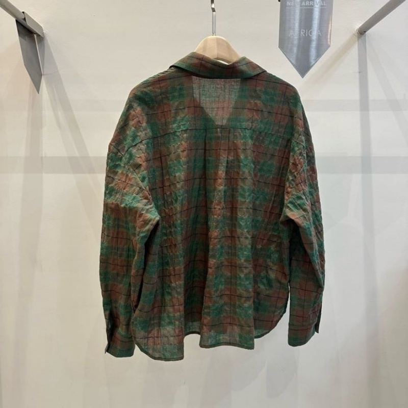 韓 拚色棉質格文襯衫 3色 size