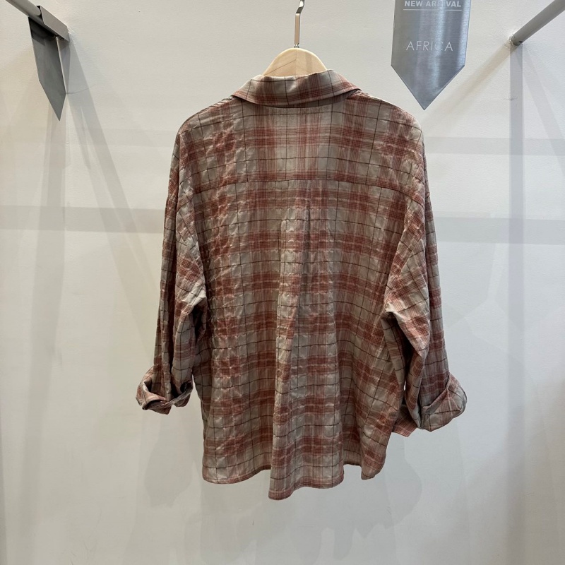 韓 拚色棉質格文襯衫 3色 size
