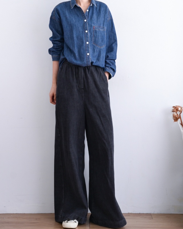 韓 中藍牛仔襯衫 size