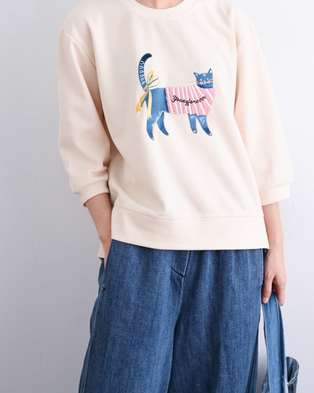 韓 穿條文衣貓咪 3色 size