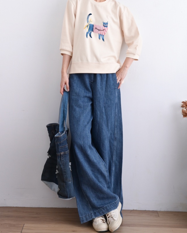 韓 穿條文衣貓咪 3色 size