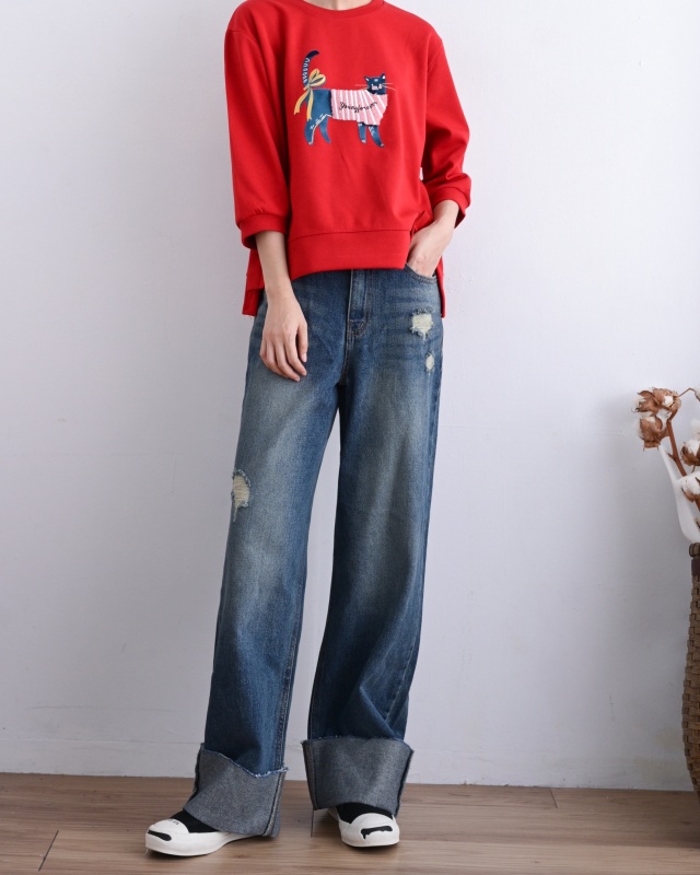 韓 穿條文衣貓咪 3色 size