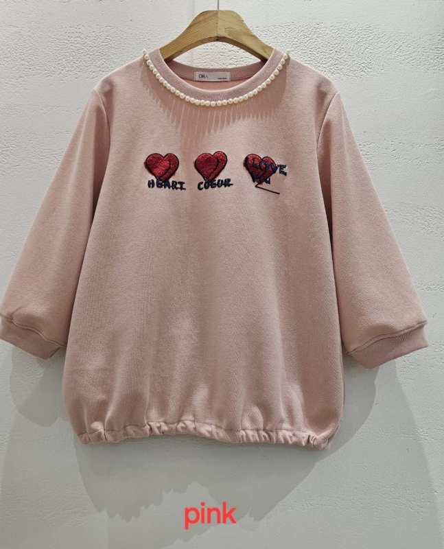 韓 珍珠領小愛心上衣 4色 size